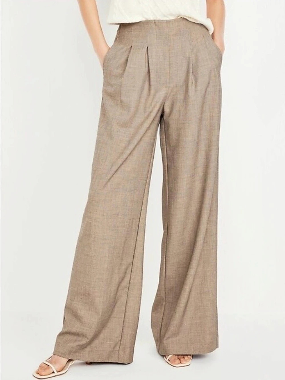Old Navy Extra High-Waisted Taylor Wide-Leg Trouser Pants Brown Size 8